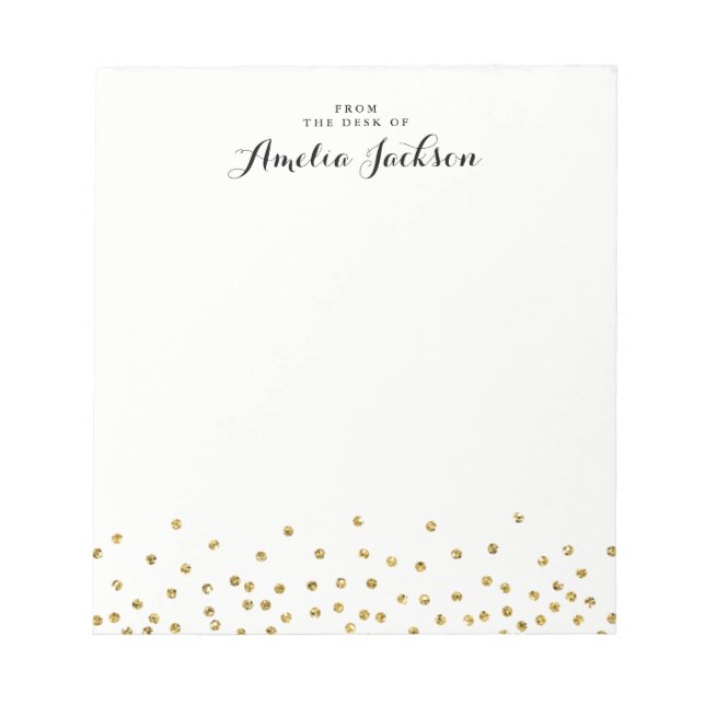 Gold Confetti Personalisiert Notepad Stationery Notizblock (Vorderseite)