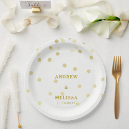 Gold Confetti | Personalisierte Hochzeitspapierpla Pappteller