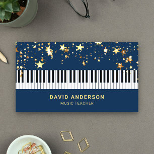 Gold Confetti Piano Keyboard Musiker Pianist Visitenkarte