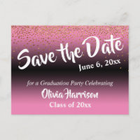 Gold Confetti Pink Abschluss Save the Date