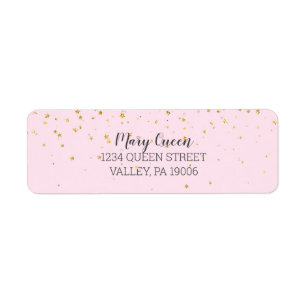 Gold Confetti Pink Baby Dusche Rücksendeadresse