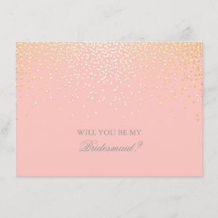 Gold Confetti Pink Wedding Bridesmaid Einladung