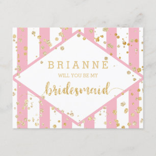 Gold Confetti Pink werden Sie meine Bridesmaid Einladung