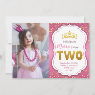 Gold Confetti Princess 2. Geburtstag Einladung
