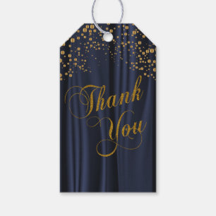 Gold Confetti Punkte auf Navy Blue Satin Vielen Geschenkanhänger