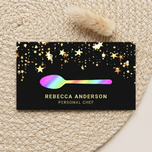Gold Confetti Rainbow Spoon Catering Persönlicher  Visitenkarte