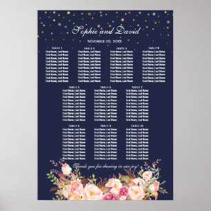 Gold Confetti Rosa Blume Hochzeitskarte Poster