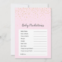 Gold Confetti Rosa Dusche "Baby Predictions" Spiel