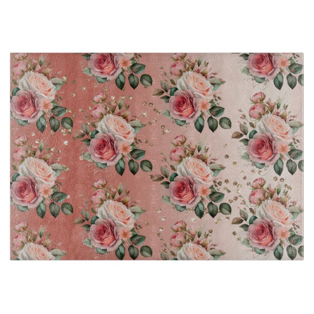 Gold Confetti Roses Roses Floral Schneidebrett (Vorderseite)