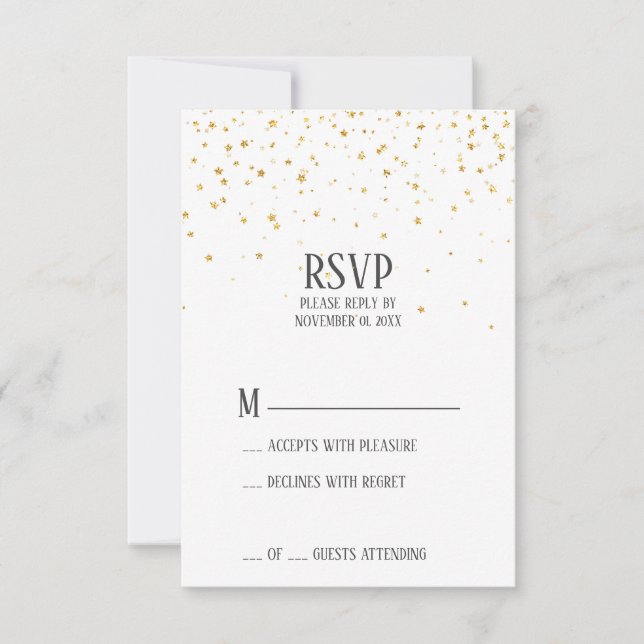 Gold Confetti RSVP Party (Vorderseite)