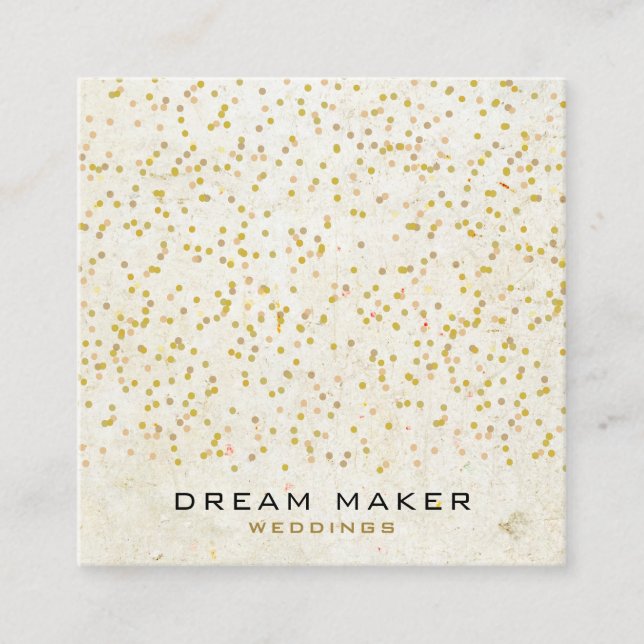 Gold Confetti Rustic Boho Quadratische Visitenkarte (Vorderseite)