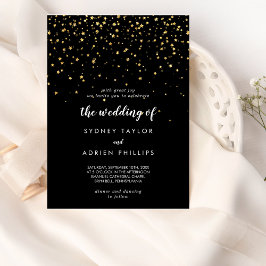 Gold Confetti | Schwarz: Einladung