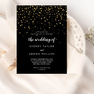 Gold Confetti Schwarz: Einladung