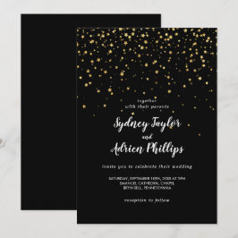 Gold Confetti | Schwarze Lässige Hochzeitseinladun Einladung