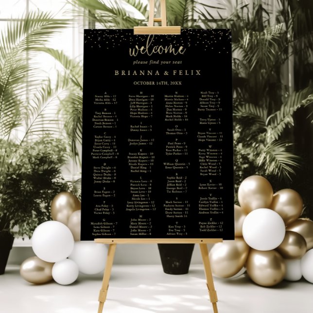 Gold Confetti Script Alphabetische Seekarte Poster (Von Creator hochgeladen)