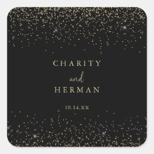 Gold Confetti Script Wedding Umschlag Aufkleber