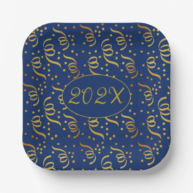 Gold Confetti Silvester Party Teller gestorben (Vorderseite)