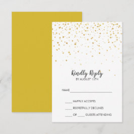 Gold Confetti Simple Wedding RSVP Card Karte
