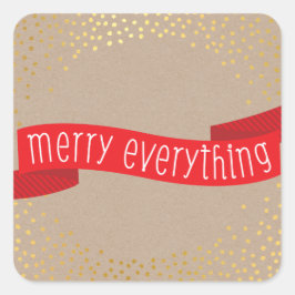 GOLD CONFETTI SNOW FOTO fröhlich alles Banner Quadratischer Aufkleber