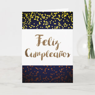 Gold Confetti Spanish Birthday Karte