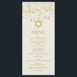 Gold Confetti, Star der David Bat Mitzvah Menu Car Menükarte<br><div class="desc">Goldene Wirkung Konfetti,  Star von David und rosa Rosen Bat Mitzvah Menu Card</div>