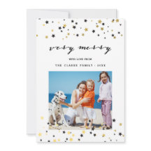 Gold Confetti Stars | Fotokarte für den Urlaub