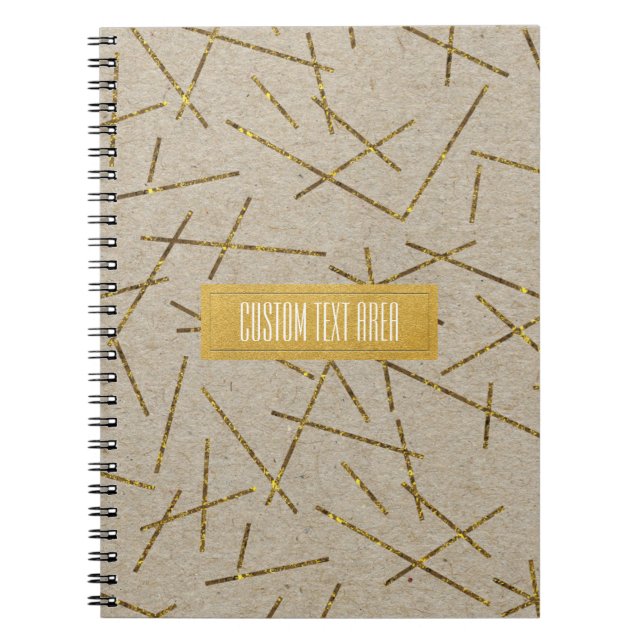 Gold Confetti Sticks Kraft Moderner Chic Glam Tren Notizblock (Vorderseite)