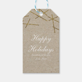 Gold Confetti Sticks Weihnachtsgeschenk Tag Geschenkanhänger