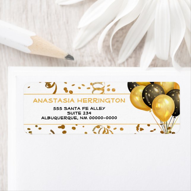 Gold Confetti Streamers Ballon Bundle Festive (Insitu)