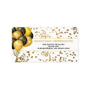 Gold Confetti Streamers Ballon Bundle Festive Adressaufkleber