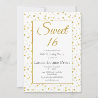 Gold Confetti Sweet 16 Geburtstag Einladung