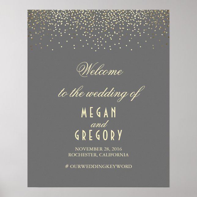 Gold Confetti Teilchen Hochzeitssymbol Poster (Vorne)