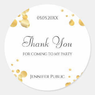 Gold Confetti Template Vielen Dank Script Elegant Runder Aufkleber