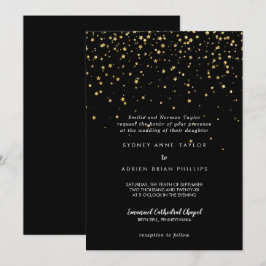 Gold Confetti | Traditionelle Schwarze Hochzeit Einladung