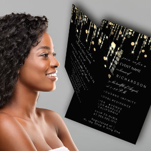 Gold Confetti Tropfen Birthday Bridal Schwarz-weiß Einladung