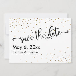 Gold Confetti Typografie Save the Date