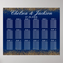 Gold Confetti und Navy Blue -18 Seating Chart Poster