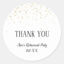 Gold Confetti Vielen Dank für Ihre Unterstützung Runder Aufkleber