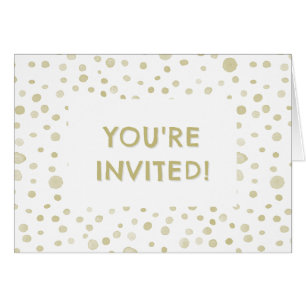 Gold Confetti Wasserfarbe Dots Geburtstag Einladun