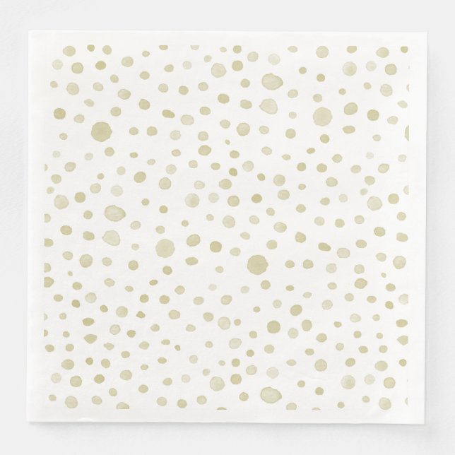 Gold Confetti Wasserfarbe Dots Papier Napkin Serviette (Vorderseite)