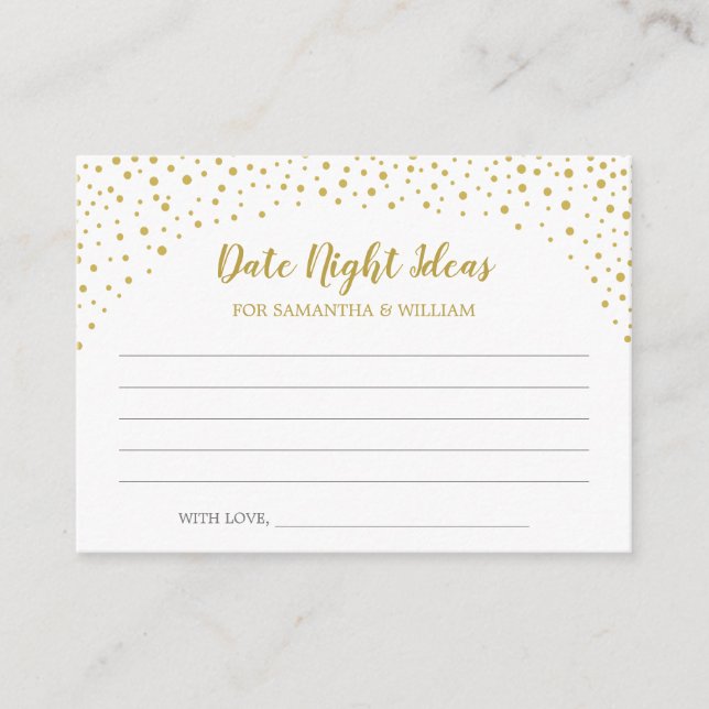 Gold Confetti Wedding Date Ideas Begleitkarte (Vorderseite)