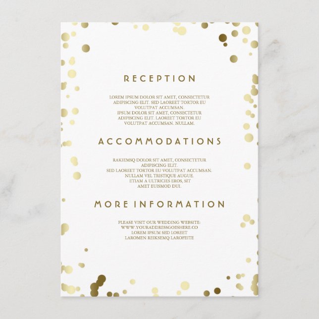 Gold Confetti Wedding Details - Informationen Begleitkarte (Vorderseite)