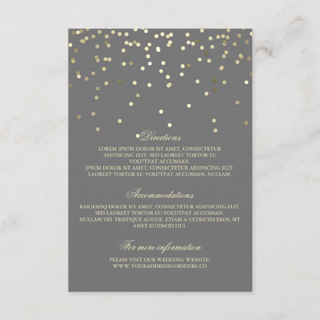 Gold Confetti Wedding Details - Informationen Begleitkarte (Vorderseite)