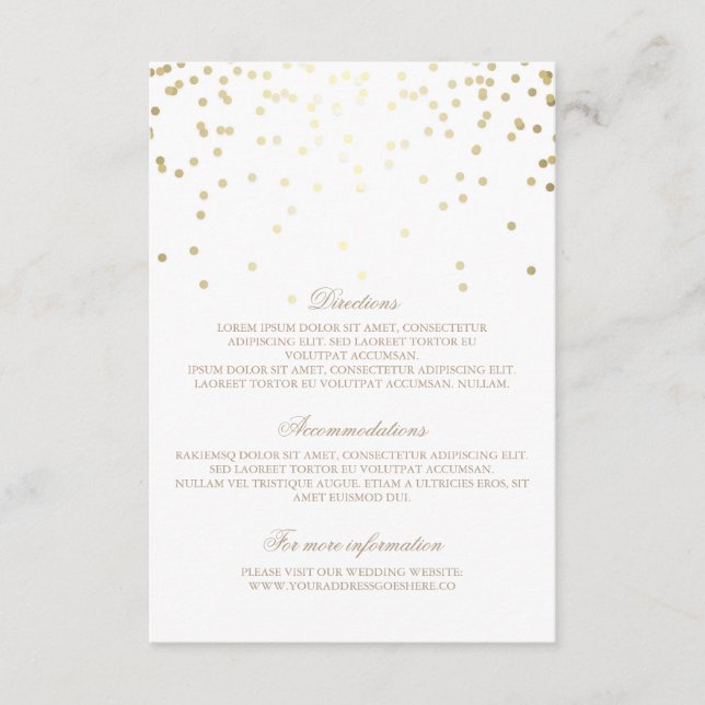 Gold Confetti Wedding Details - Informationen Begleitkarte (Vorderseite)
