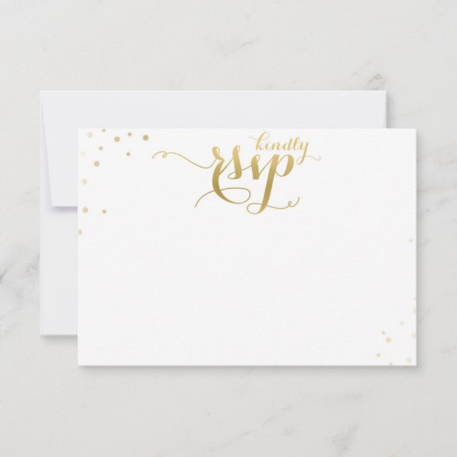 Gold Confetti Wedding Einladung Blank RSVP Card (Vorderseite)