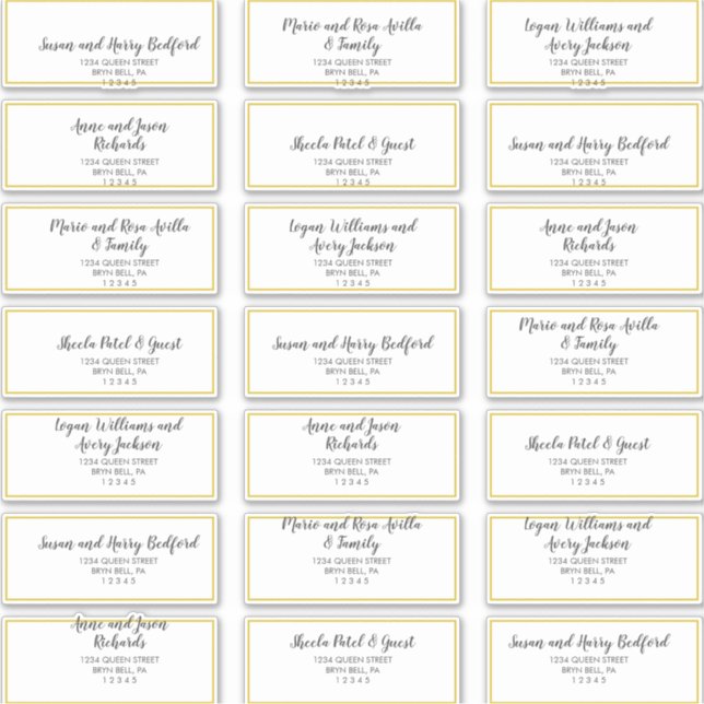 Gold Confetti Wedding Guest Address Labels (Vorderseite)
