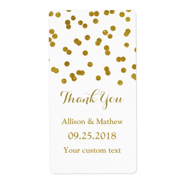 Gold Confetti Wedding Labels (Vorne)