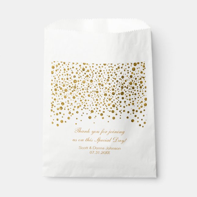 *Gold Confetti Wedding | Personalisieren Geschenktütchen (Vorderseite)