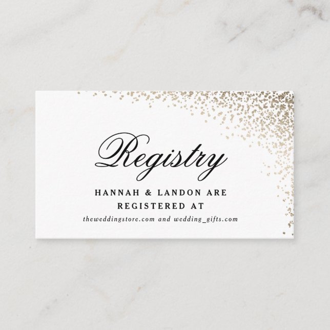 Gold Confetti Wedding Registry Begleitkarte (Vorderseite)
