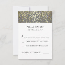 Gold Confetti Wedding RSVP Cards Karte